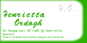 henrietta ordogh business card